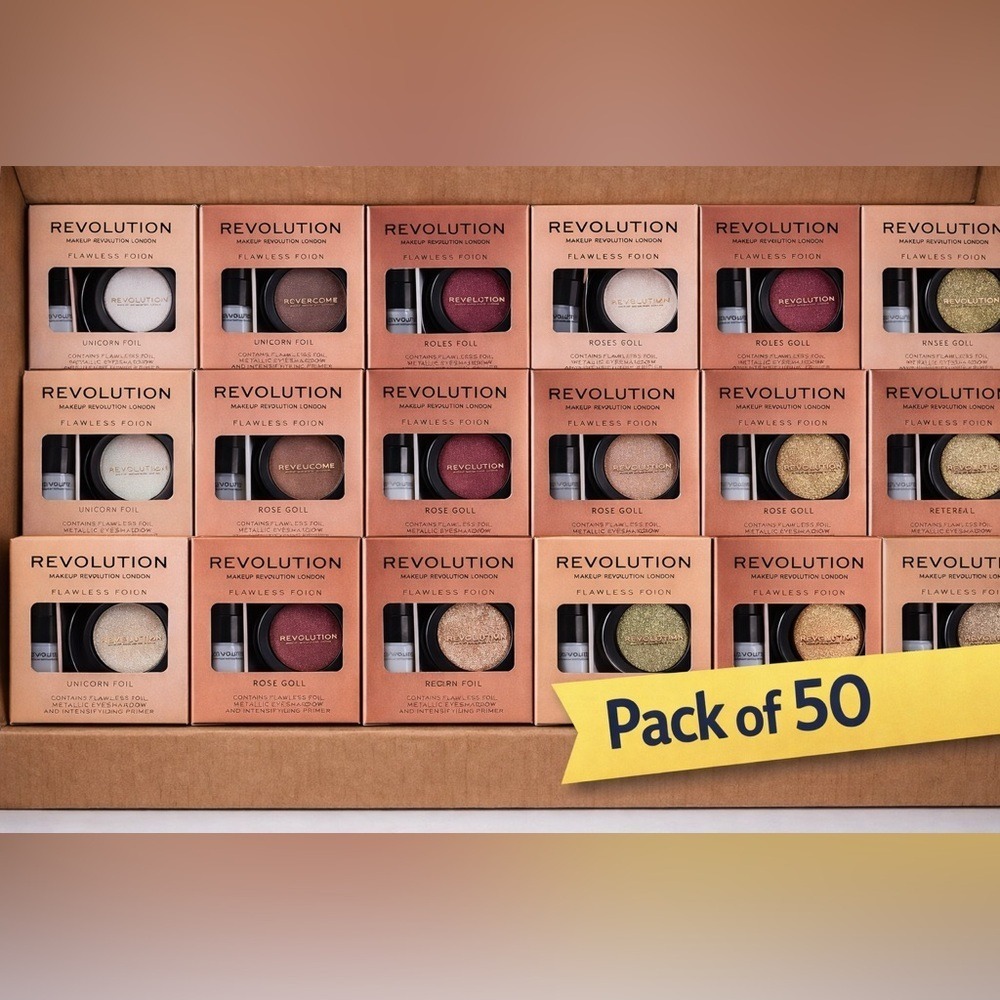 Revolution Makeup London Flawless Foils Eyeshadow & Primer Bulk Lot Pack of 50